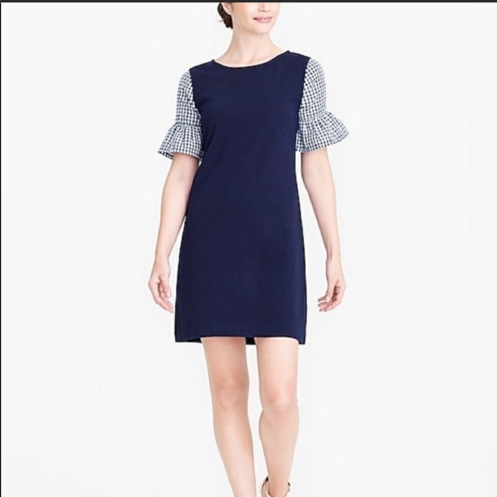 NWOT J Crew Gingham Sleeve Dress